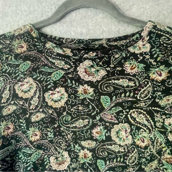 J. Jill Pima Crew-Neck High-Low Floral Long Sleeve CottageCore Top Med. #02 - Picture 4 of 7